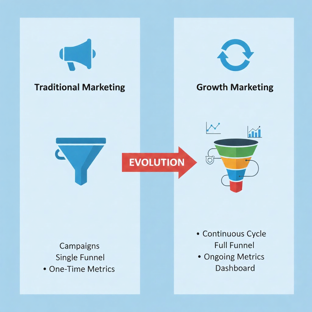 Comparison between traditional and growth marketing approaches
